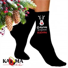 Moteriškos kojinės "Linksmos VARDINĖS kalėdos"