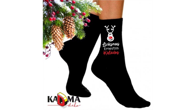 Moteriškos kojinės "Linksmos VARDINĖS kalėdos"