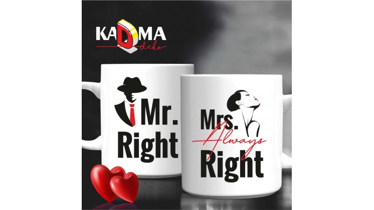 Puodelių komplektas "Mr Right, Mrs Always Right" Puodelių komplektas "Mr Right, Mrs Always Right"